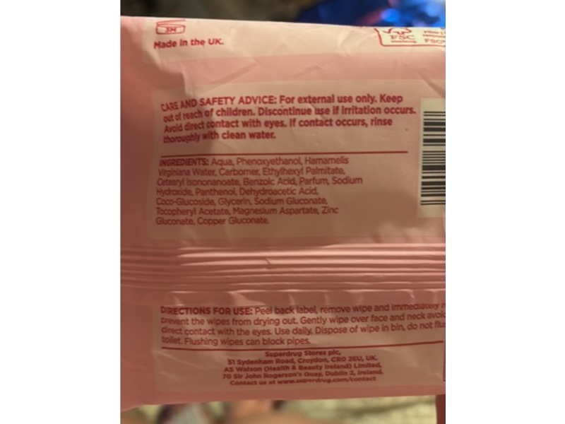 Superdrug Cleansing Facial Wipes, For All Skin Types, 25 Count