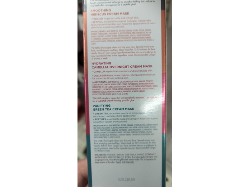 Global Beauty Care Cream Face Masks, Retinol, Collagen & Peptides, 0.27 oz/8 mL, 3 Pack