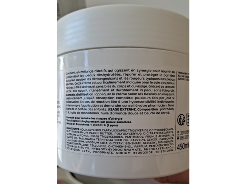 Uniferco Nourishing Face & Body Cream, Panthenol and Shea Butter, 450 mL