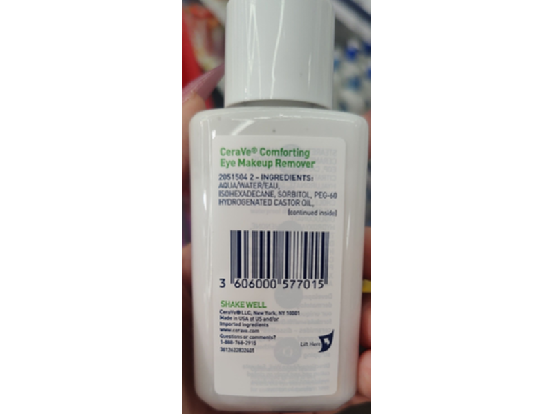 CeraVe Comforting Eye Makeup Remover, 3 Essential Ceramides, 4 fl oz/118 mL
