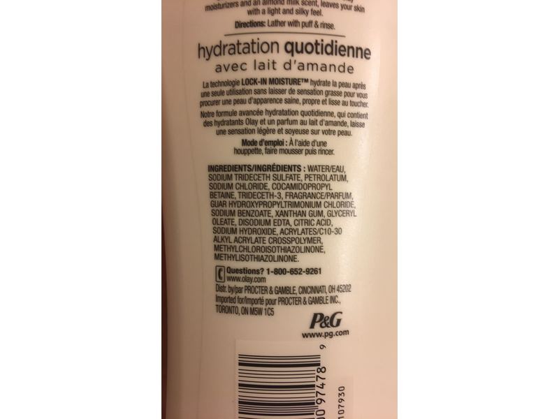 Olay Daily Moisture Almond Milk Body Wash, 22 fl oz/650 mL