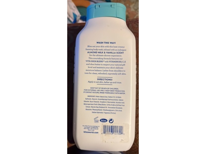 Bliss Cloud 9 Nourishing Body Wash, Almond Milk & Vanilla, 16 fl oz/470 mL