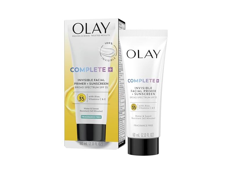 Olay Complete + Invisible Facial Primer + Sunscreen, SPF 35, Fragrance Free, 2 fl oz/60 mL