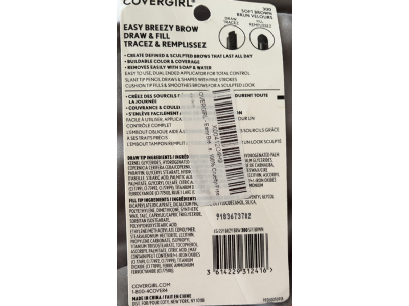 CoverGirl Easy Breezy 2 In 1 Brow Definer, 300 Soft Brown