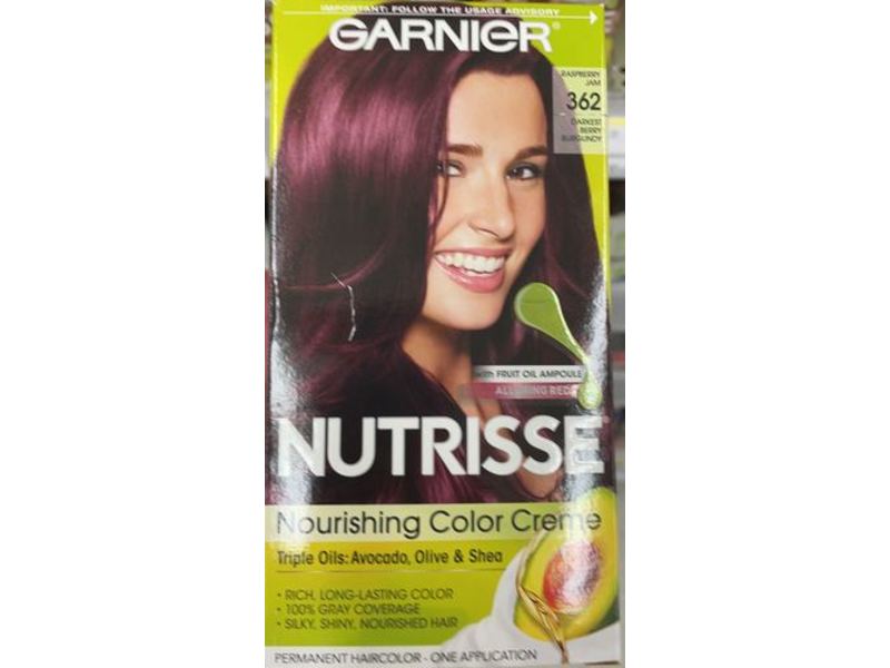 Garnier Nutrisse Nourishing Hair Color Creme, 362 Darkest Berry Burgundy, One Application