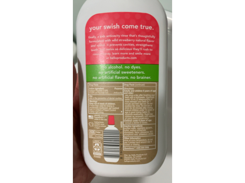 Hello Kids Fluoride Rinse, Wild Strawberry, 16 fl oz/473 mL