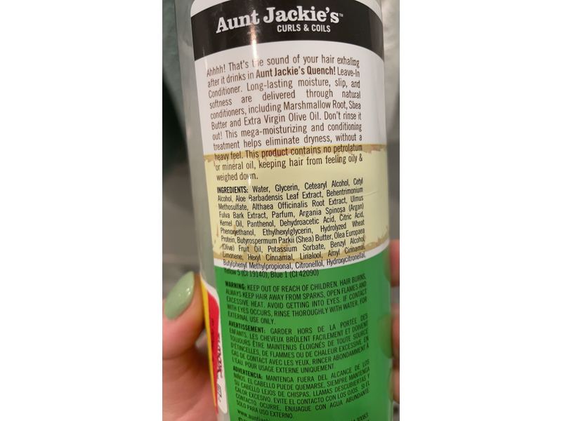 Aunt Jackie's Curls & Coils Quench Moisture Intensive Leave-In Hair Conditioner, 16 fl oz/473 mL