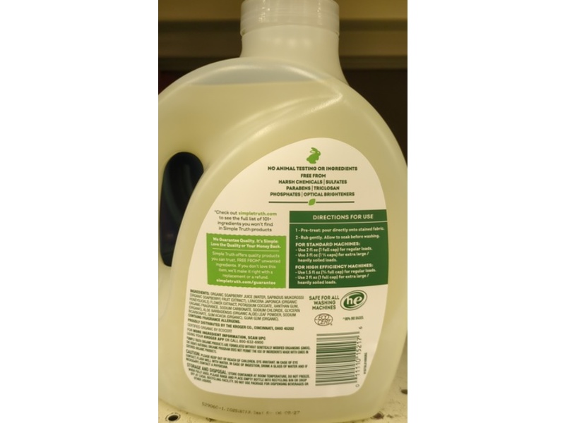 Simple Truth Organic Laundry Detergent, Orange Bergamot, 66 Loads, 100 fl oz/ 2.95 L