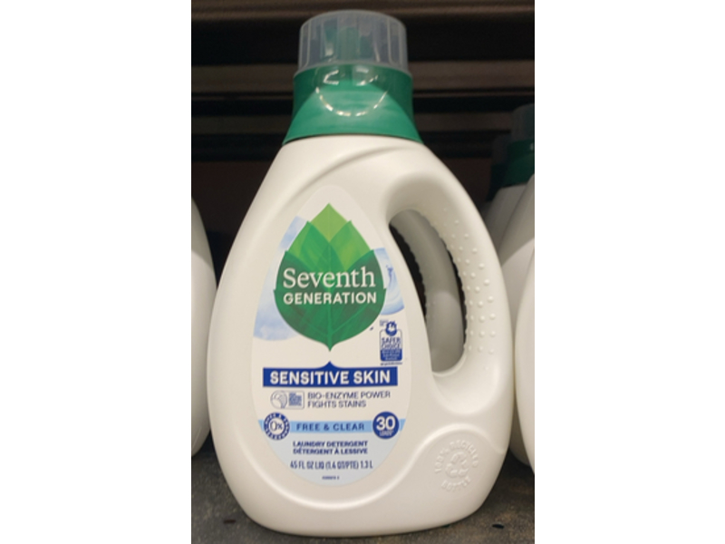 Seventh Generation Sensitive Skin Laundry Detergent, Free & Clear, 30 Loads, 45 fl oz/1.3 L