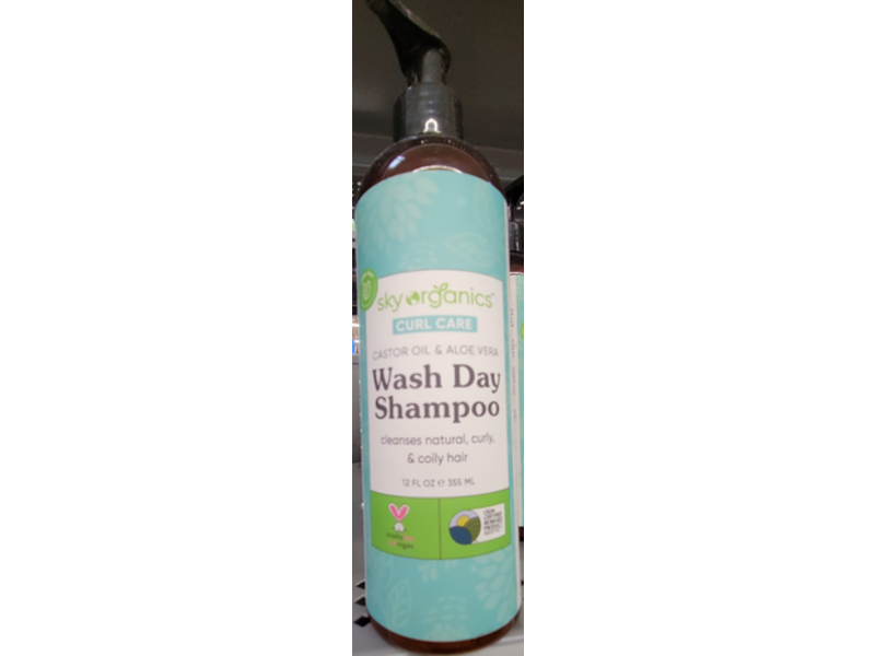 Sky Organics Curl Care Wash Day Shampoo, Castor Oil & Aloe Vera, 12 fl oz/355 mL