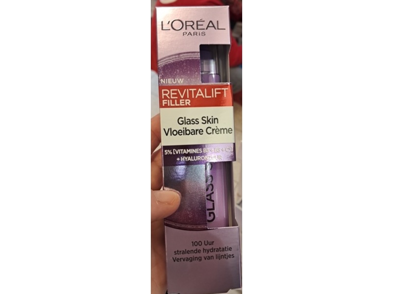 L'Oreal Paris Revitalift Filler Glass Skin Liquid Cream, Vitamin B3 + B5 +C + Hyaluronic, 50 mL