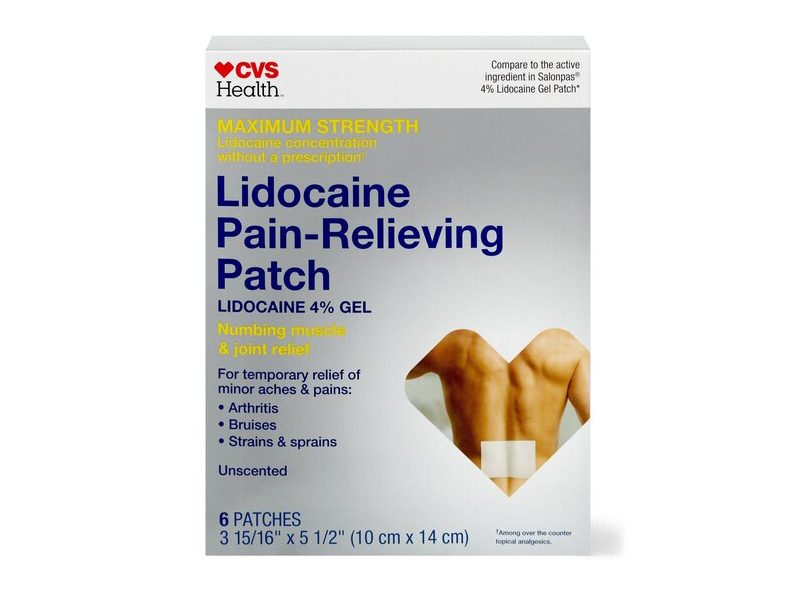 CVS Health Maximum Strength Lidocaine Pain-Relieving Patch, Unscented, 6 Count