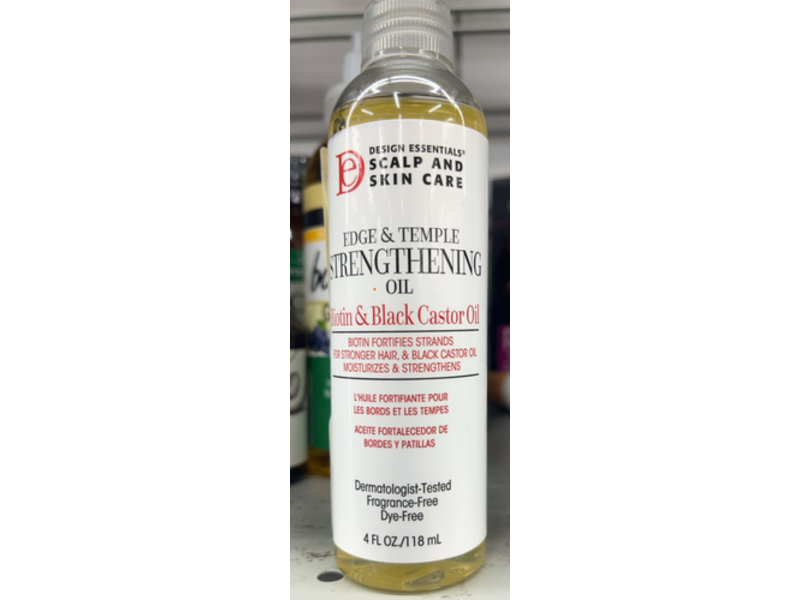 Design Essentials Edge & Temple Strengthening Oil, Biotin & Black Castor Oil, 4 fl oz/118 mL