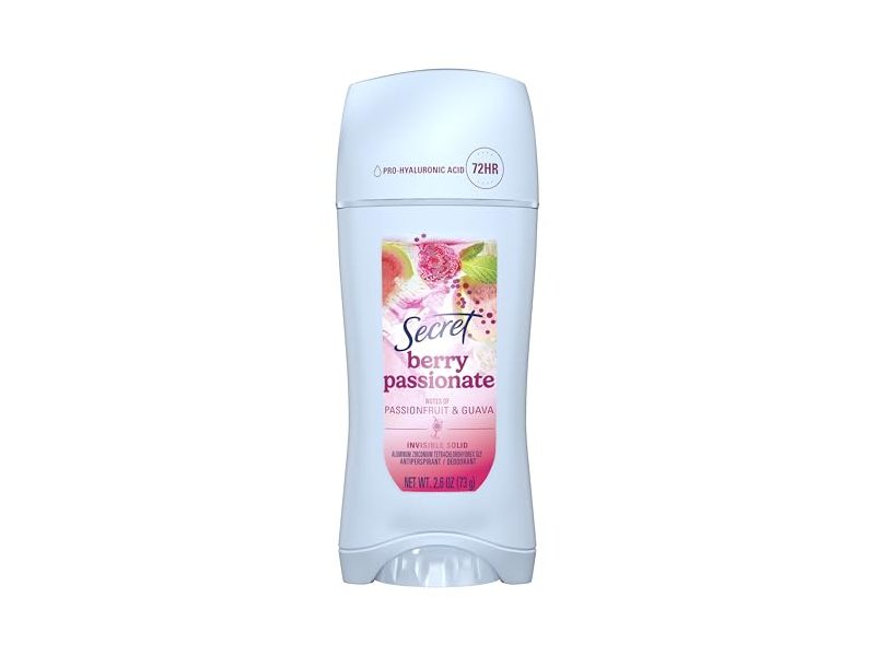Secret Berry Passionate Invisible Solid Antiperspirant Deodorant, Passionfruit & Guava Scent, 2.6 oz/73 g