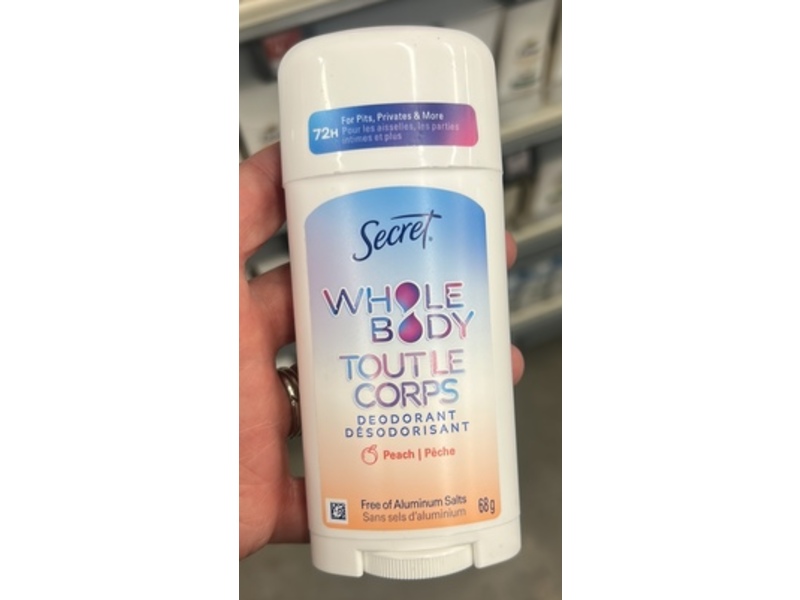 Secret Deodorant Whole Body, Peach, 2.4 oz/68 g