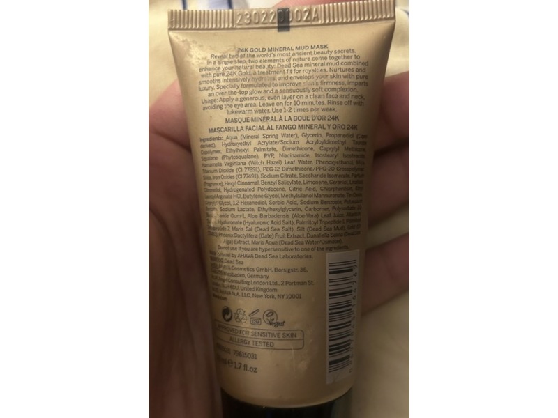 Ahava Mineral Mud Mask, 24K Gold, 1.7 fl oz/50 mL