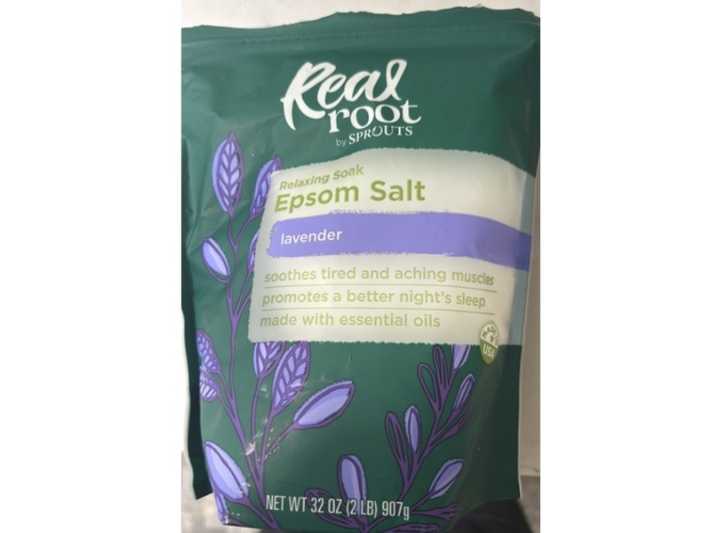 Real Root By Sprouts Relaxing Soak Epsom Salt, Lavender, 32 oz/907 g