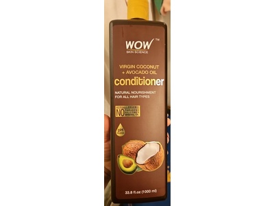 Wow Virgin Coconut + Avocado Oil Conditioner, 33.8 fl oz/1000 mL