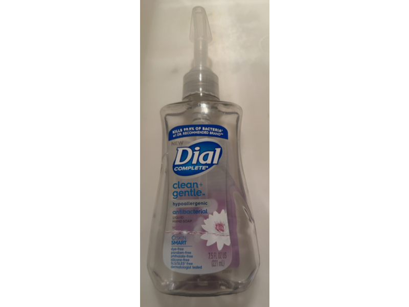 Dial Clean + Gentle Antibacterial Liquid Hand Soap, Waterlily, 7.5 fl oz/221 mL, Pack Of 12