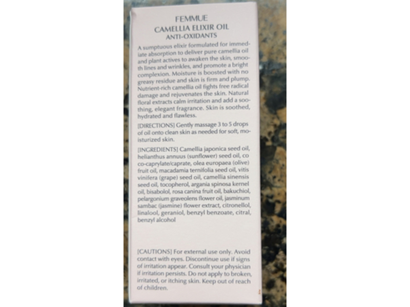 Femmue Camellia Elixir Oil Anti Oxidants, 10.1 fl oz/30 mL