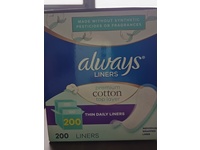 Always Liners Top Layer Daily Liners, Premium Cotton, 200 Count - thumbnail 2
