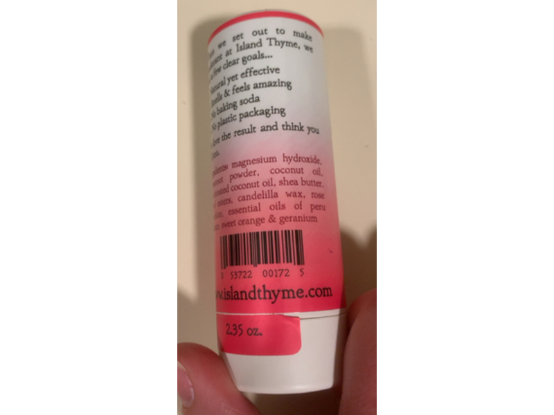 Island Thyme Natural Deodorant, Rose Vanilla, 2.35 oz