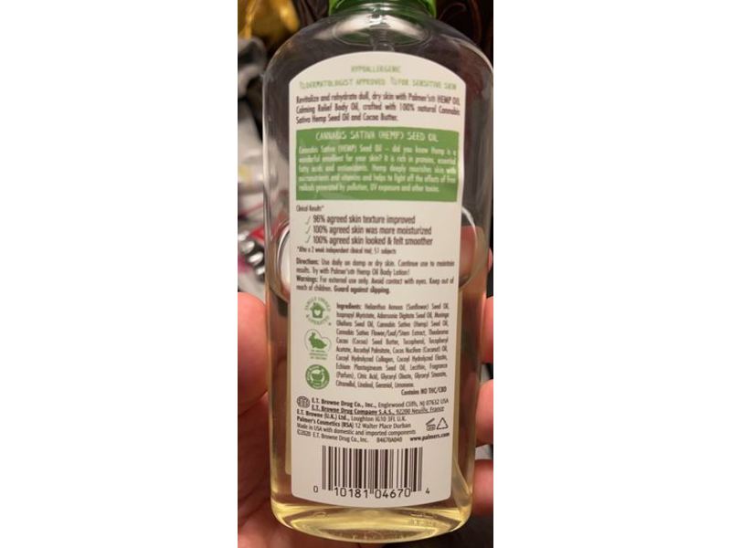 Palmers Hemp Oil Calming Relief Body Oil, 5.1 fl oz/150 mL