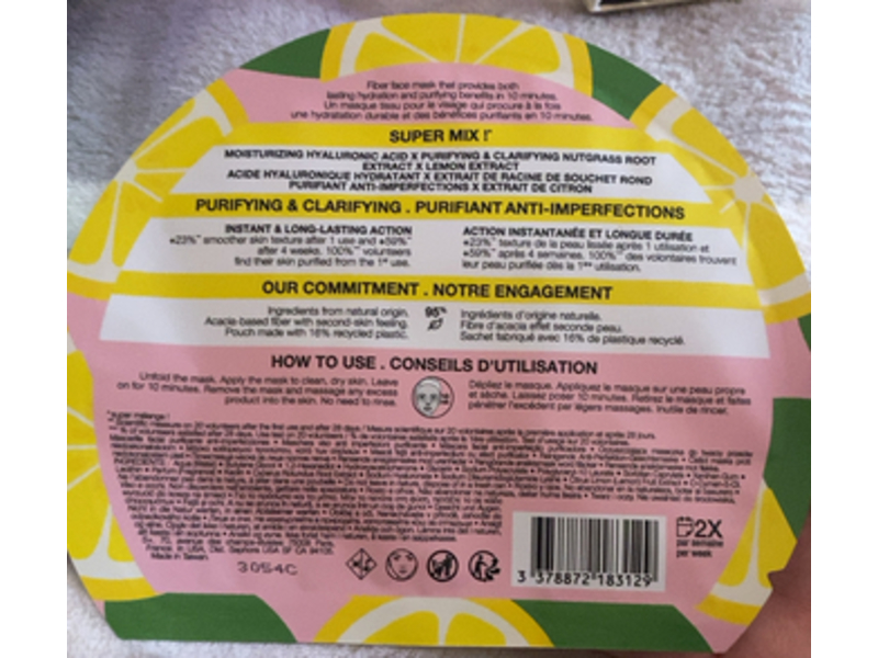 Sephora Purifying & Clarifying Face Mask, Lemon Extract, 1 Count