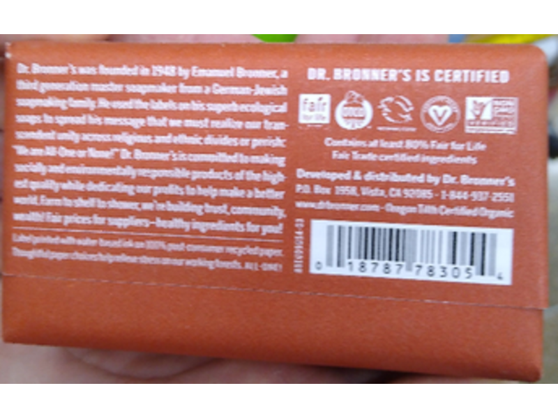 Dr. Bronner's All-One Pure-Castile Bar Soap, Hemp Eucalyptus, 5 oz/140 g