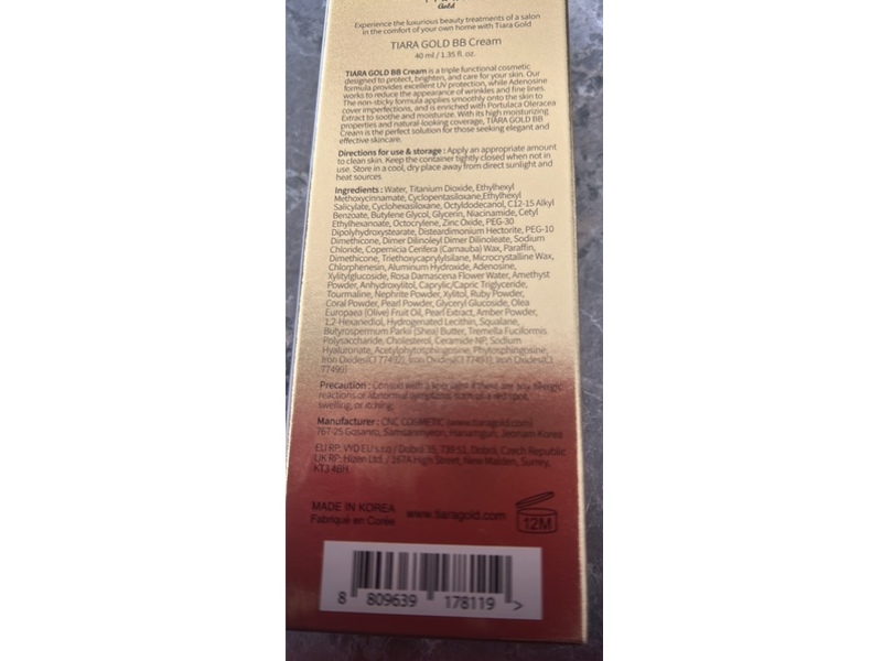 Tiara Gold Multi Premium BB cream, Light, SPF 50+ PA++++, 1.35 fl oz/40 mL