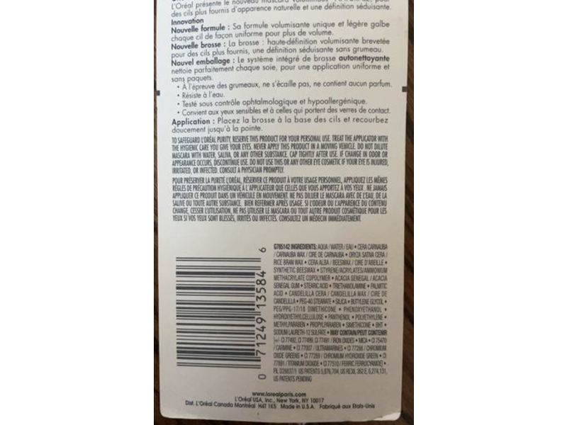 L'Oreal Voluminous Naturale Mascara, 390 Black, 0.28 fl oz/8 mL