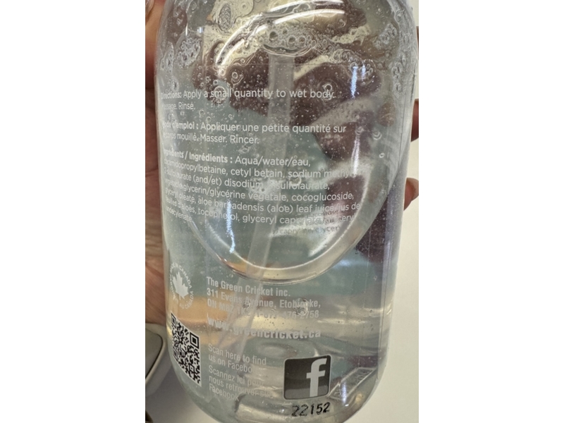 The Green Cricket Body Wash, 16 oz/500 mL