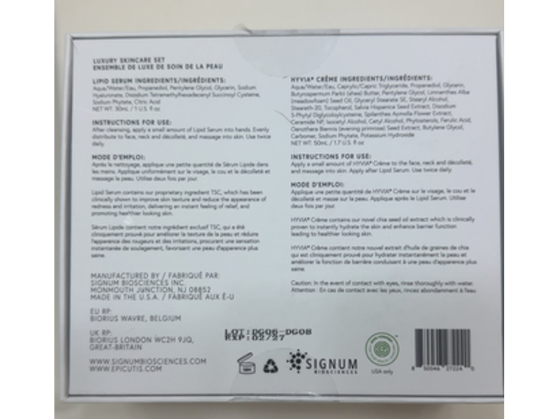 Epicutis Luxury Lipid Serum & Hyvia+ Creme Skincare Set, 1 fl oz/30 mL & 1.7 fl oz/50 mL