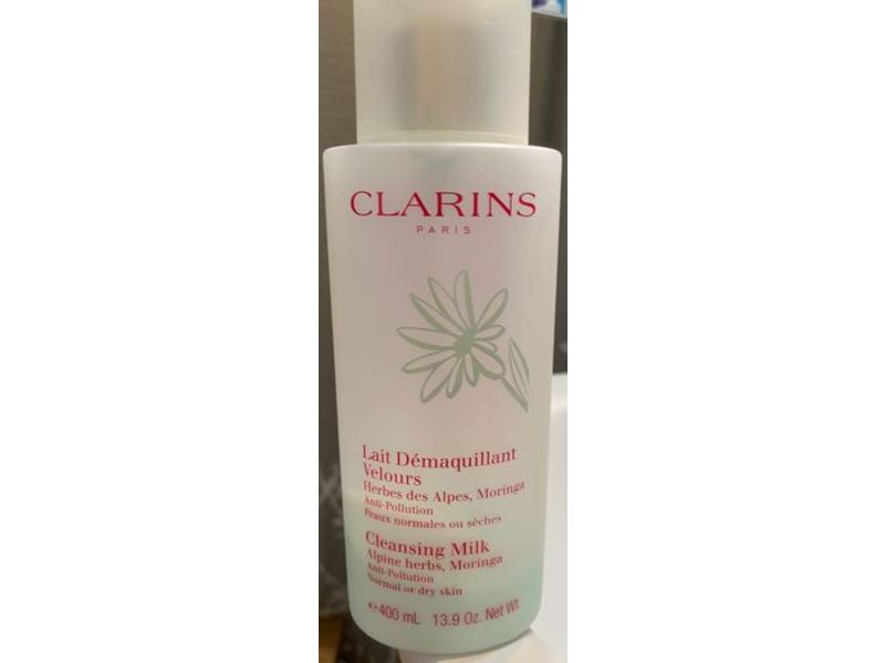 Clarins Cleansing Milk, Alpine Herbs & Moringa, Anti-Pollution, 13.9 oz/400 mL