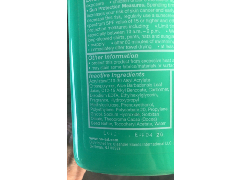 NO-AD Sunscreen Lotion, SPF 30, 16 fl oz/473 mL