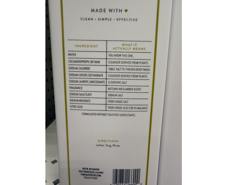 Native Body Wash, Autumn Air & Amber, 18 fl oz/532 mL