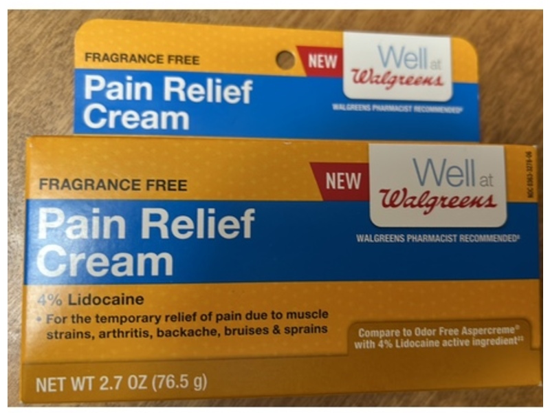 Walgreens Pain Relief Cream, 4% Lidocaine, 2.7 oz/76.5 g