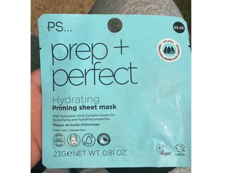 Primark Prep + Perfect Hydrating Priming Sheet Mask, 0.81 oz/23 g