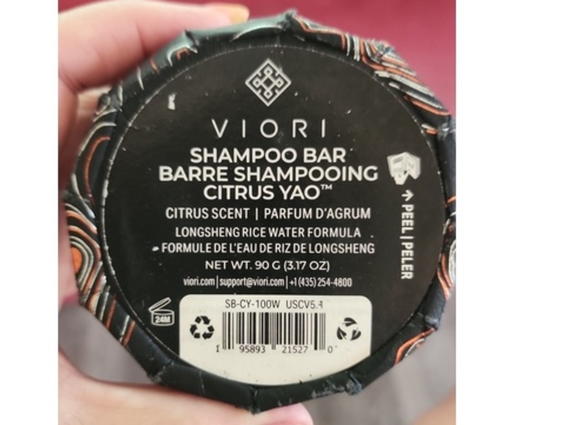 Viori Rice Water Protein Volumizing Solid Shampoo, Citrus Yao, 3.17 oz/90 g