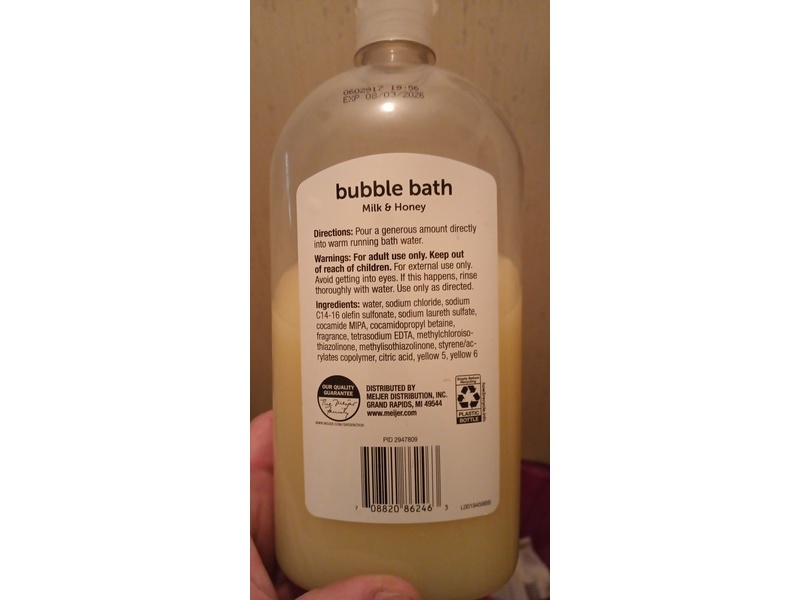 Meijer Bubble Bath, Milk & Honey, 32 fl oz/946 mL