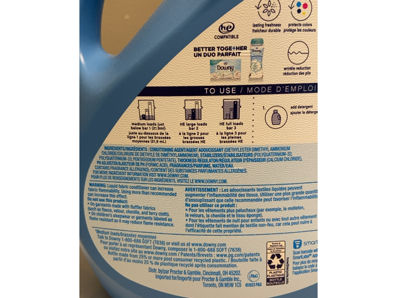 Downy 7 In 1 Fabric Softener, Cool Cotton, 120 Loads, 88 fl oz/2.63 L