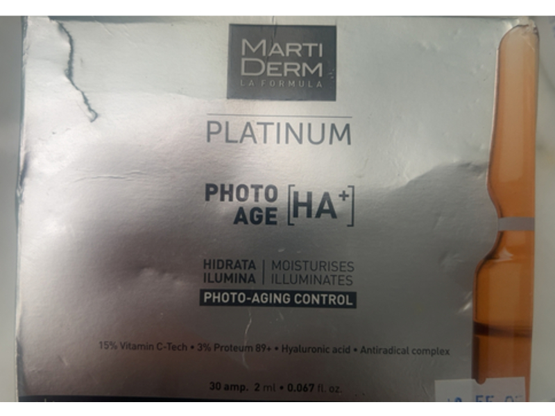 Marti Derm La Formula Platinum Photo Age HA+ Ampoules, 0.067 fl oz/2 mL