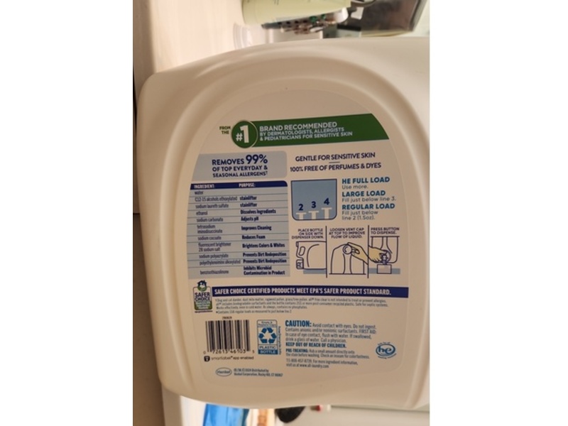All Plus Laundry Detergent, Free Clear, 158 Loads, 237 fl oz/7 L