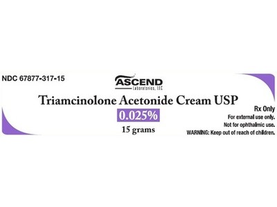 Triamcinolone Acetonide Cream 0.025%, 15 g, Ascend Laboratories (Rx)