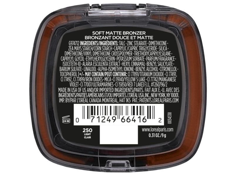 L'Oreal Paris Infallible Fresh Wear Bronzer Bronzante, 250 Light Clair, 0.3 oz/9 g