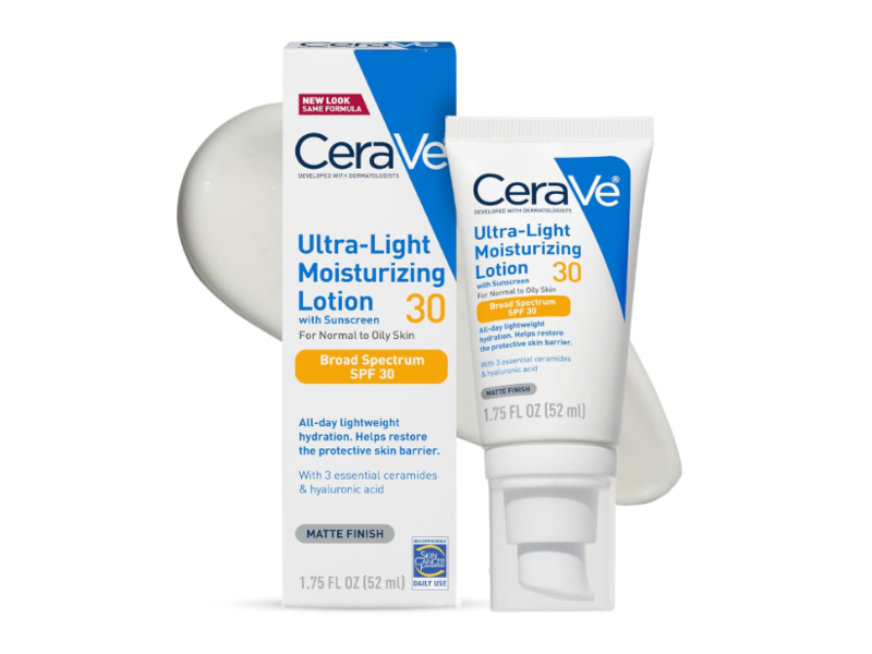 CeraVe Ultra-Light Moisturizing Sunscreen Lotion, SPF 30, 1.75 fl oz/52 mL