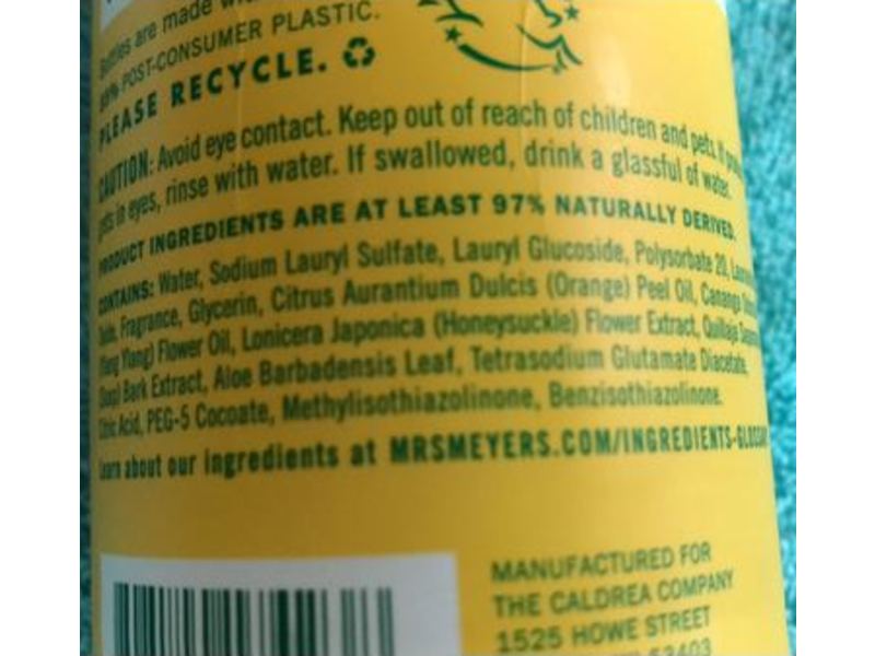 Mrs. Meyer's Clean Day Dish Soap, Honeysuckle Scent, 16 fl oz/473 mL