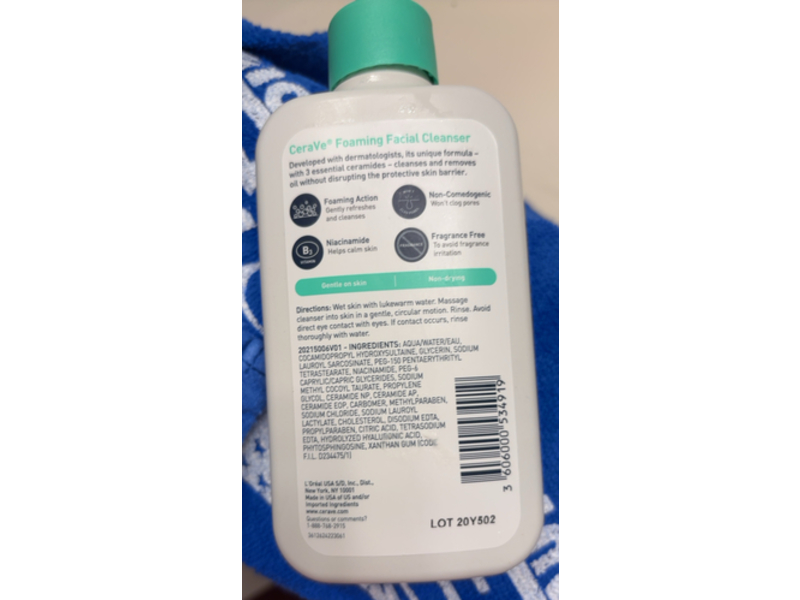 CeraVe Foaming Facial Cleanser, Normal to Oily Skin, 8 fl oz/237 mL