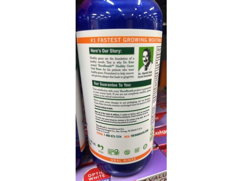 Thera Breath Healthy Gums Oral Rinse, Clean Mint, 33.8 fl oz/1 L