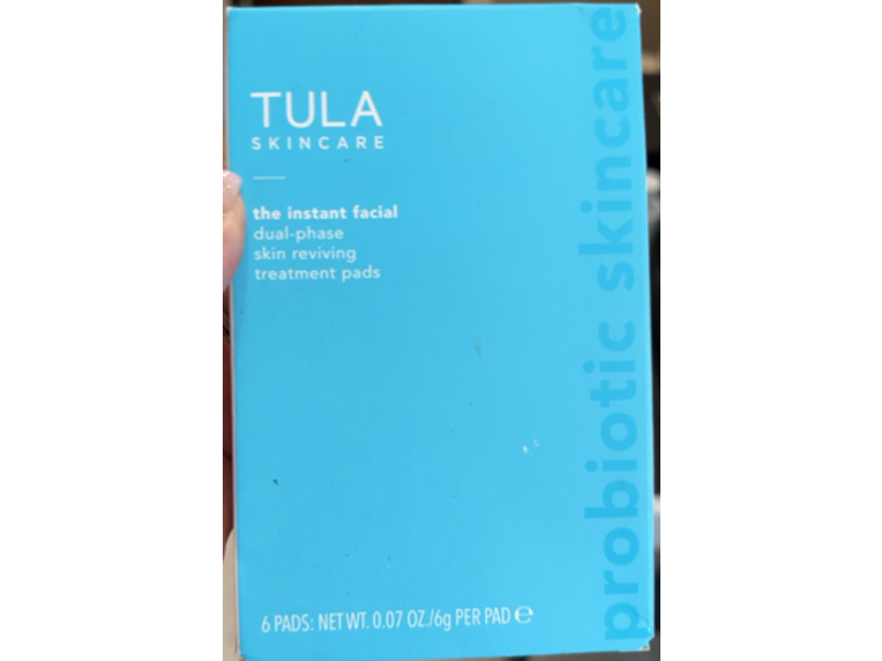 TULA Skin Care Instant Facial Dual-Phase Skin Reviving Treatment Pads, 6 Pads
